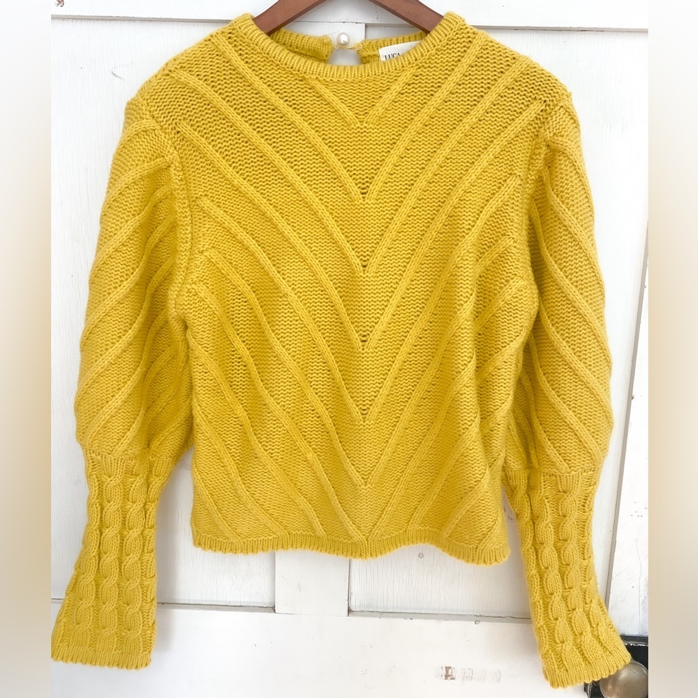Luca + Grae knit bell sleeve sweater yellow M